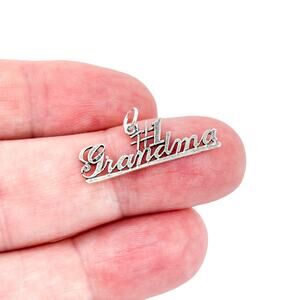 Vintage Sterling Silver 925 “#1 Grandma” Script Charm Pendant